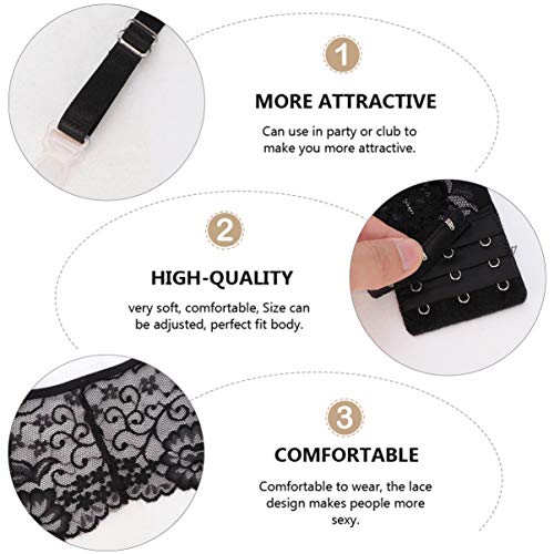 Happyyami Medias de Liguero de Encaje Medias de Nailon para Mujer Ropa Interior de Encaje Sensual con Hebilla Ajustable para Pareja Disfraz de Juego de Roles Regalos de Esposa (Negro)