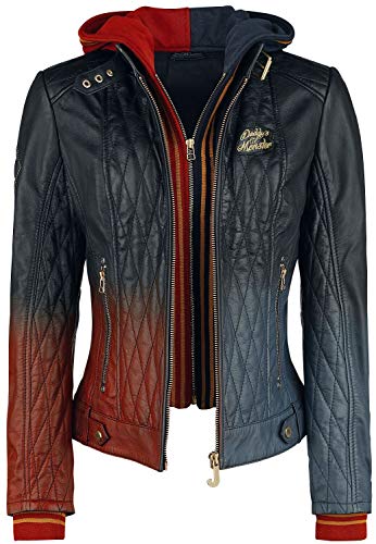 Harley Quinn Daddys Lil Monster - Chaqueta de piel acolchada para mujer