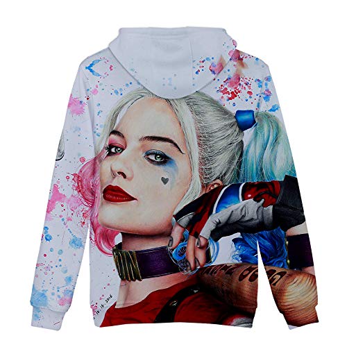 Harley Quinn Hoodie Costume Joker 3D Impreso Película Cosplay Chaqueta Jersey de Manga Larga Sudadera para Hombres Mujeres