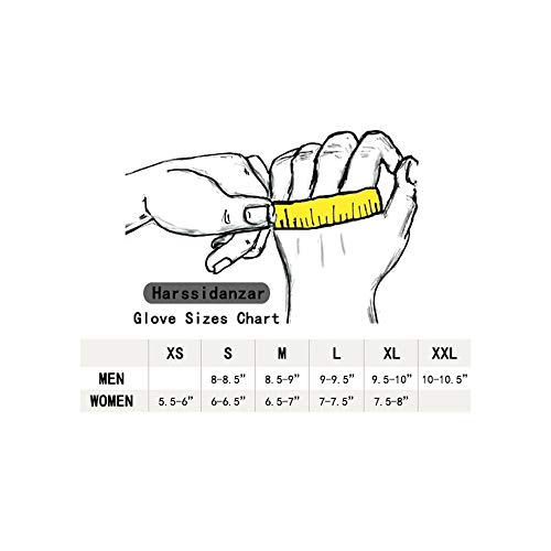 Harssidanzar Mujer Guantes Italianos De Cuero De Piel De Cordero De Con Forro Polar, Negro, XL