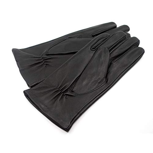 Harssidanzar Mujer Guantes Italianos De Cuero De Piel De Cordero De Con Forro Polar, Negro, XL