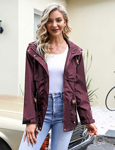 Hawiton Abrigos Impermeables para Mujer Ligera Chubasquero Seco RáPido Chaqueta Cortavientos con Capucha Chaqueta Deportiva