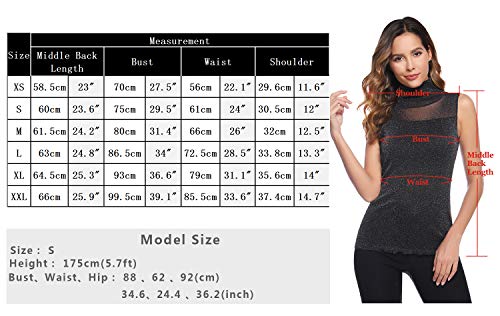 Hawiton Camisetas sin Mangas para Mujer Elegante Camisa de Tirantes con Cuello Alto Slim Fit Shirts para Verano,Otoño,Invierno