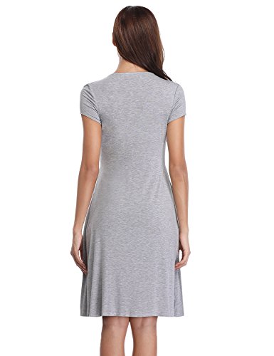 Hawiton Camisón Lactancia Pijama Embarazada Algodón Ropa para Dormir Premamá Manga Corta Hospital Verano (Large, Gris)