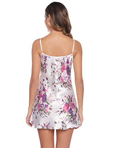 Hawiton Camison Sexy Mujer, 100% Poliéster Seda Camisones de Mujer Verano, Camison Sexy Saten de Dormir para Novia, Ligero y Suave, S-XXL