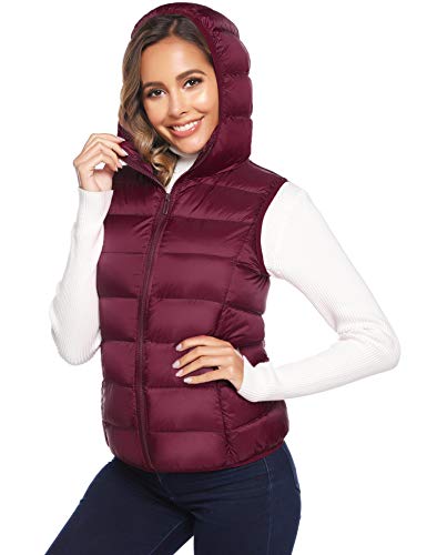 Hawiton Chaleco Acolchado para Mujer Chaqueta de Plumas Ligeras Portátil Chaleco sin Mangas Abrigo de Invierno