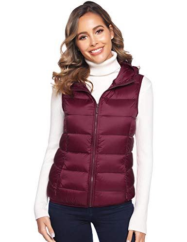 Hawiton Chaleco Acolchado para Mujer Chaqueta de Plumas Ligeras Portátil Chaleco sin Mangas Abrigo de Invierno