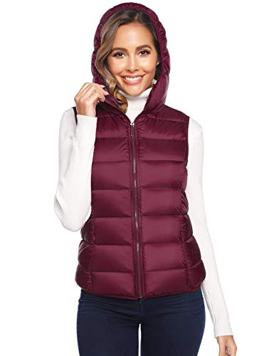 Hawiton Chaleco Acolchado para Mujer Chaqueta de Plumas Ligeras Portátil Chaleco sin Mangas Abrigo de Invierno