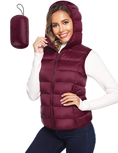 Hawiton Chaleco Acolchado para Mujer Chaqueta de Plumas Ligeras Portátil Chaleco sin Mangas Abrigo de Invierno