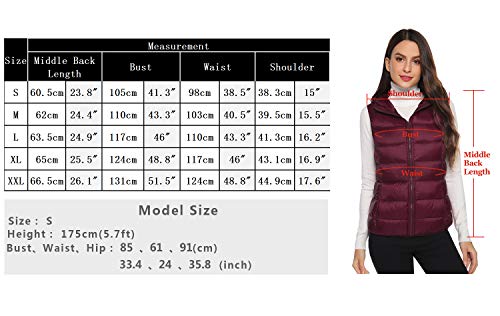 Hawiton Chaleco Acolchado para Mujer Chaqueta de Plumas Ligeras Portátil Chaleco sin Mangas Abrigo de Invierno