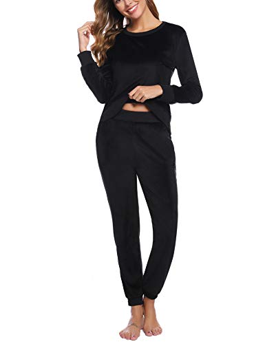Hawiton Conjunto Chándal de Terciopelo Mujer, Conjuntos Deportivos Manga Larga Sudadera y Pantalon Mujer Ropa de Salón Corredores