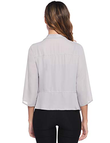 Hawiton Elegante Cárdigan de Gasa para Mujer Manga 3/4 Bolero Torera Ligero Chaqueta Blazer para Fiesta,Primavera,Verano,Otoño
