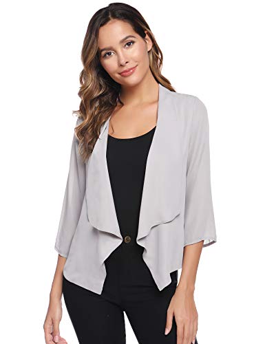 Hawiton Elegante Cárdigan de Gasa para Mujer Manga 3/4 Bolero Torera Ligero Chaqueta Blazer para Fiesta,Primavera,Verano,Otoño