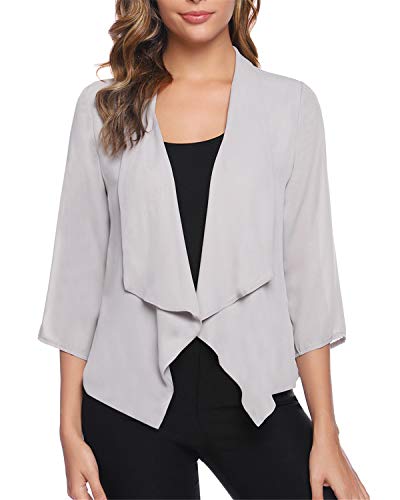 Hawiton Elegante Cárdigan de Gasa para Mujer Manga 3/4 Bolero Torera Ligero Chaqueta Blazer para Fiesta,Primavera,Verano,Otoño