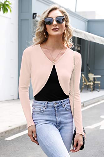 Hawiton Elegante Cárdigan para Mujer Bolero Manga Larga Ligero Chaqueta Corta Torera para Fiesta Boda