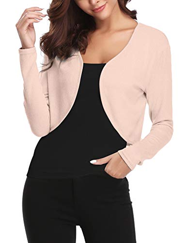 Hawiton Elegante Cárdigan para Mujer Bolero Manga Larga Ligero Chaqueta Corta Torera para Fiesta Boda