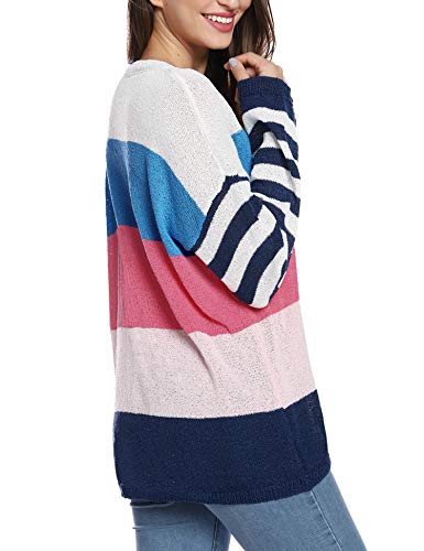 Hawiton Jersey de Mujer, Cuello Redondo, Suéter de Punto para Mujer, 100% poliéster, Camisetas de Manga Larga Mujer Adecuado para otoño e Invierno