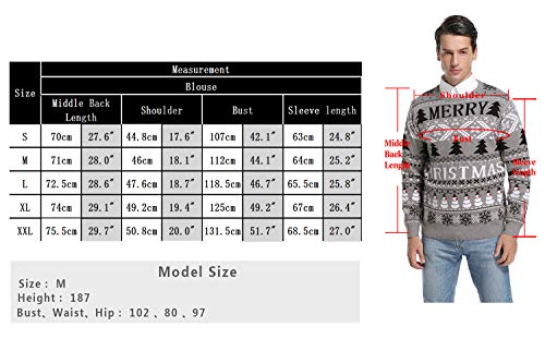 Hawiton Jersey de Navidad para Hombre Suéter de Punto Muñeco de Nieve Cuello Redondo Invierno Manga Larga Jersey S-XXL