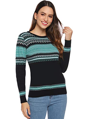Hawiton Jersey Navidad Familia Suéter Invierno de Cuello Redondo Pulóver de Punto para Mujer Hombre Niño Niña
