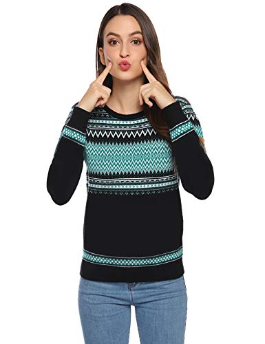 Hawiton Jersey Navidad Familia Suéter Invierno de Cuello Redondo Pulóver de Punto para Mujer Hombre Niño Niña