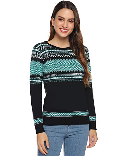 Hawiton Jersey Navidad Familia Suéter Invierno de Cuello Redondo Pulóver de Punto para Mujer Hombre Niño Niña