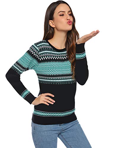 Hawiton Jersey Navidad Familia Suéter Invierno de Cuello Redondo Pulóver de Punto para Mujer Hombre Niño Niña