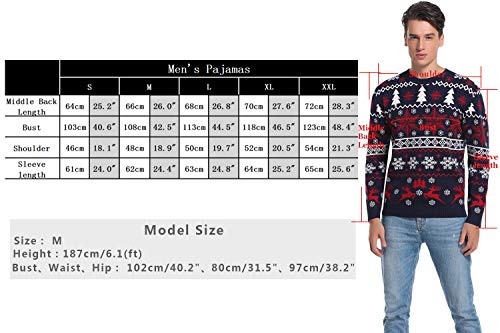 Hawiton Jersey Navideño Hombre Mujer Invierno de Manga Larga, Jersey Navidad Hombre Rojo de Casual Cuello Redondo Clásico, S-XXL