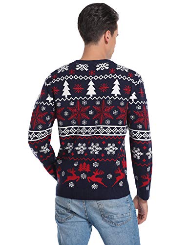 Hawiton Jersey Navideño Hombre Mujer Invierno de Manga Larga, Jersey Navidad Hombre Rojo de Casual Cuello Redondo Clásico, S-XXL