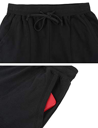 Hawiton Pantalones Deportivos para Mujer 100% Algodón Pantalón de Chándal con Bolsillos para Gimnasio Deportes Correr Entrenamiento Jogging Pantalones de Pijama Largos de Rayas