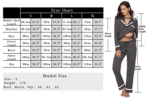 Hawiton Pijamas Mujer Invierno de Algodón Mangas Larga Conjunto Camiseta y Pantalones Largo Ropa de Casa 2 Piezas