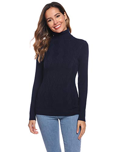 Hawiton Suéter de Cuello Alto para Mujer Jersey Punto Invierno Jersey Básico de Manga Larga