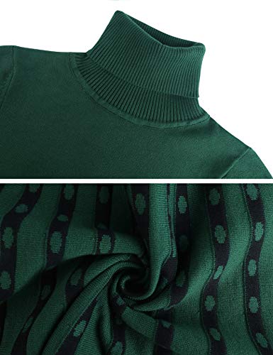 Hawiton Vestido de Punto para Mujer Vestido de Suéter de Cuello Alto Elegante Jersey de Manga Larga de Una Línea para Otoño Invierno