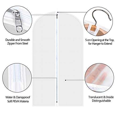 HBselect Pack De 10 Fundas De Ropa,Bolsas De Ropa Transparentes Impermeables Transpirables con Cremalleras a Prueba De Polvo para Traje Suéter Chaqueta Abrigos