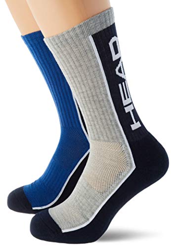 Head Performance Crew Socks (3 Pack) Calcetines de tenis, melange azul/gris, 35/38 (Pack de 3) Unisex adulto