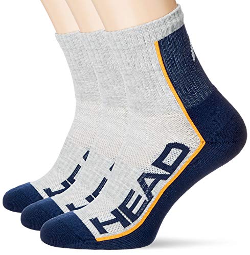 Head Performance Short Crew Socks (3 Pack) Calcetines de tenis, gris/azul marino, 39/42 (Pack de 3) Unisex adulto