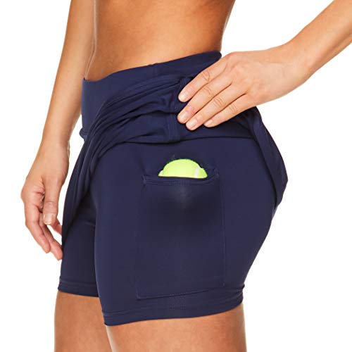 HEAD Women's Athletic Tennis Skirt with Ball Pocket - Workout Golf Exercise & Running Skort - Vigor Medieval Blue, Large
