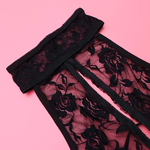 Healifty Ropa interior sexy para mujer, de encaje, sexy, con cuello en V, sin espalda, color negro