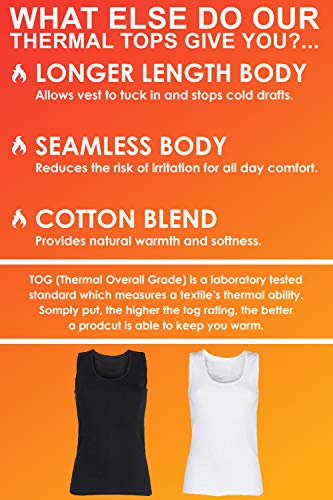 HEAT HOLDERS - Mujer Algodon Invierno Camiseta Termica Sin Mangas (Large, White)