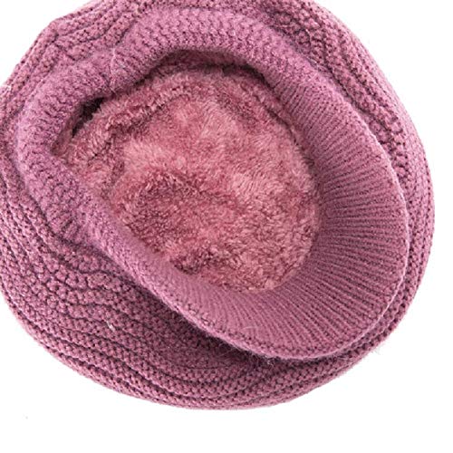 Heekpek Beret - Gorro de lana para mujer de invierno cálido morado Talla única