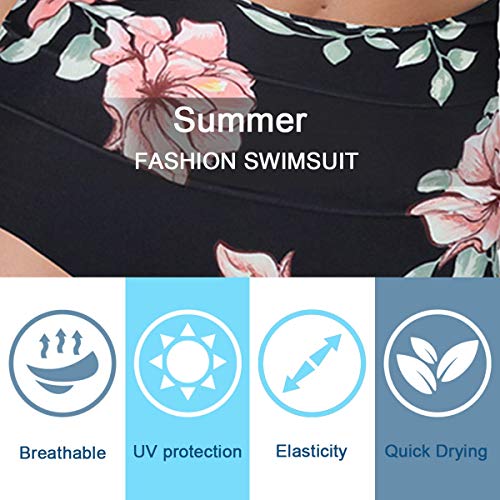 heekpek Bikini Mujer con Volantes Halter Top Relleno Cintura Alta Biquini Tallas Grandes (E, M)