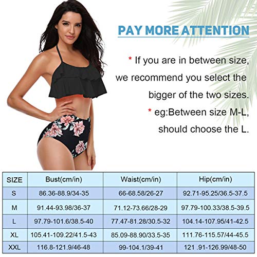 heekpek Bikini Mujer con Volantes Halter Top Relleno Cintura Alta Biquini Tallas Grandes (E, M)