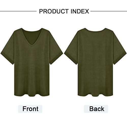 heekpek Blusas de Moda Verano Mujer Blusas y Camisas de Mujer Ropa Mujer Verano Tops Mujer Camisas OversizedColor Sólido V Neck Negro Blanco Camisa Manga Corta Plus Size