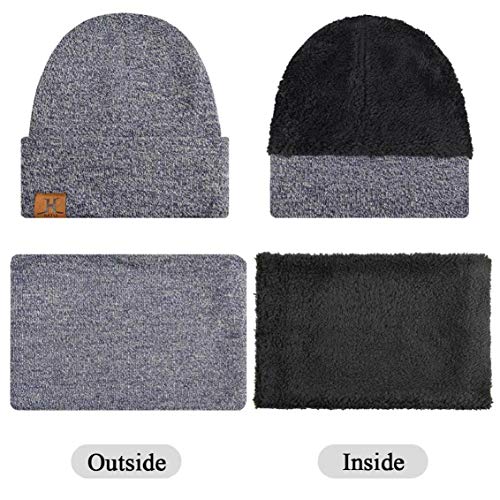 heekpek Bufanda Gorro Guantes para Hombre Invierno Regalos para Hombre Mujer Unisexo Set de Bufanda Conjunto de Guantes de Punto BufaSombrero de Invierno Gorras Con Bufanda (Gris claro)