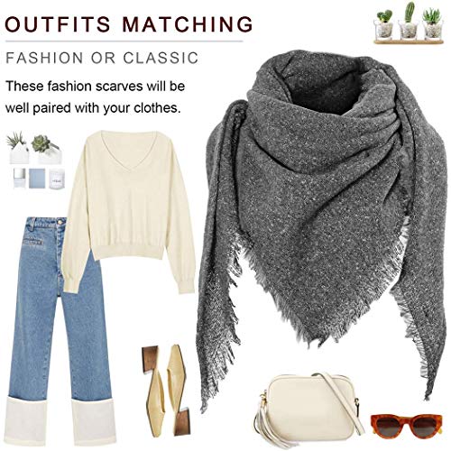 heekpek Bufandas Mujer Invierno Chales Cálido Moda Bufandas Largas de Invierno Chal Borla (gris)