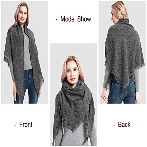 heekpek Bufandas Mujer Invierno Chales Cálido Moda Bufandas Largas de Invierno Chal Borla (gris)