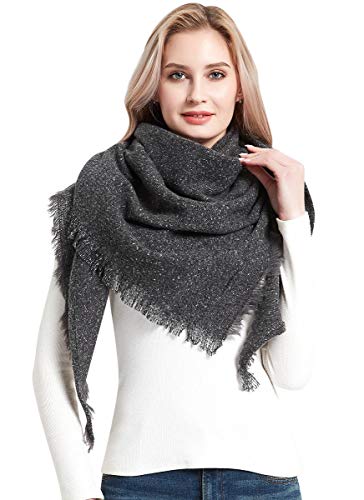 heekpek Bufandas Mujer Invierno Chales Cálido Moda Bufandas Largas de Invierno Chal Borla (gris)