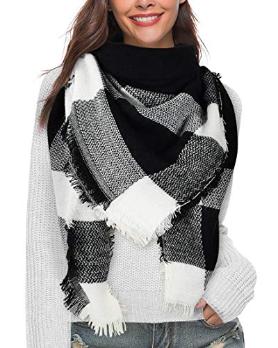 heekpek Bufandas Mujer Invierno Grib Grande Chal Cálido Moda Bufandas Largas de Invierno (Negro)