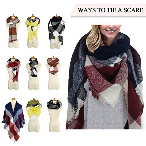 heekpek Bufandas Mujer Invierno Grib Grande Chal Cálido Moda Bufandas Largas de Invierno (Verde Oscuro)