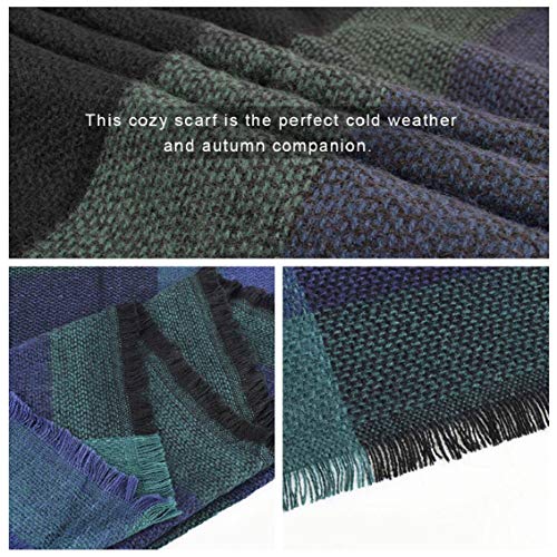 heekpek Bufandas Mujer Invierno Grib Grande Chal Cálido Moda Bufandas Largas de Invierno (Verde Oscuro)