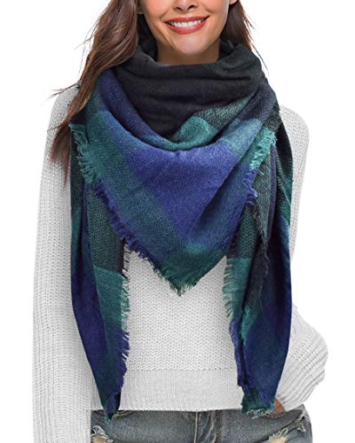 heekpek Bufandas Mujer Invierno Grib Grande Chal Cálido Moda Bufandas Largas de Invierno (Verde Oscuro)